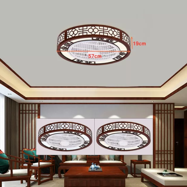 22“ Modern Ceiling Fan Light Invisible Blades Dimmable LED Lamp w/Remote Control