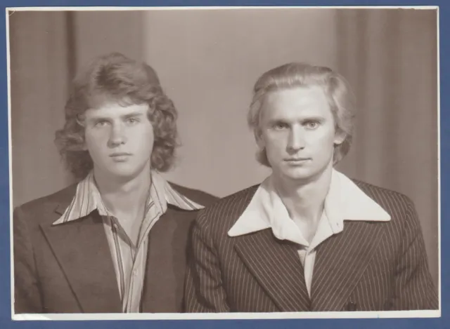 Portrait of two handsome guys Soviet Vintage Photo USSR
