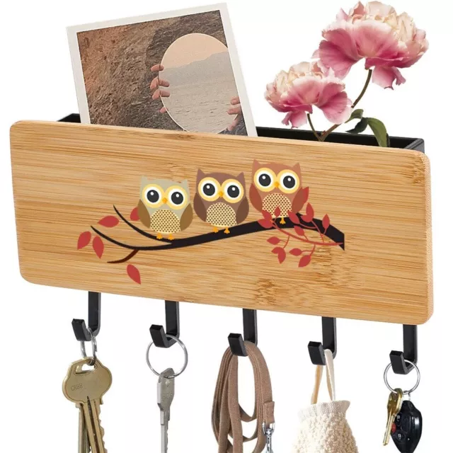 Wooden Wall Mounted Hanging Hanger Hooks Key Holder Storage Rack Organizer 0wl