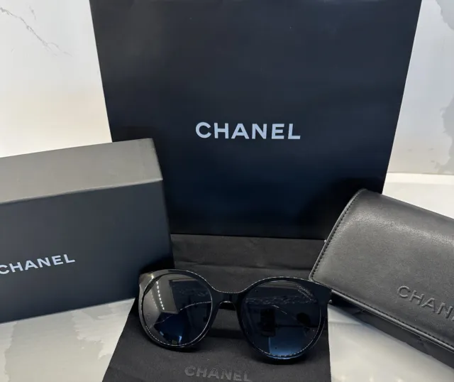 CHANEL BLACK SUNGLASSES Phantos with Gradient Grey Lense