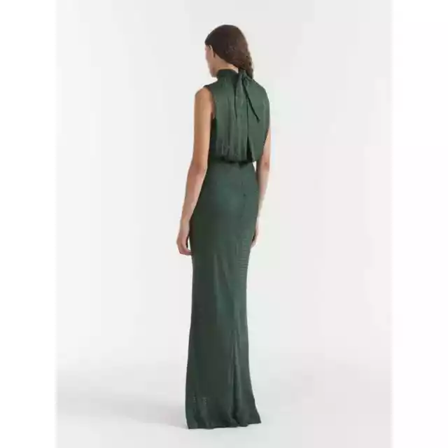 Saloni Fleur Silk Maxi Dress in Emerald 10 3