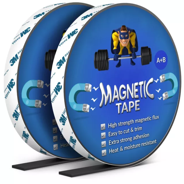 Magnetic Tape Self Adhesive Strong 3M Polarity A+B Magnet Sticky Strip Flexible