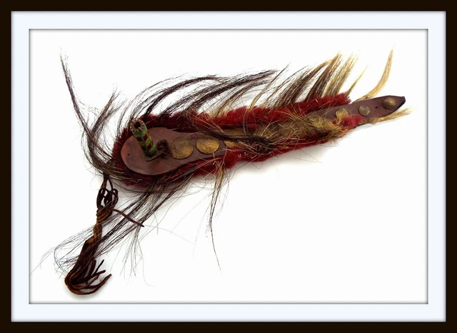 Antique Rare American Indian Head Or Hat Dress Mount With Bead Work & Fur Decor.