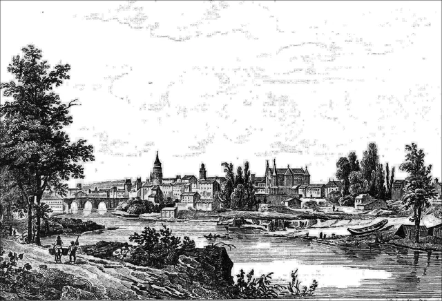 FRANCE: Jolie vue de la ville de MONTAUBAN au 19eme -  Gravure du 19e siècle