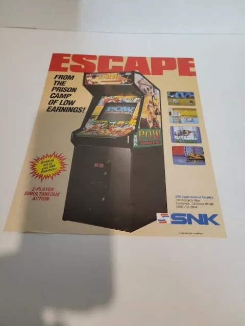Flyer  SNK,P.O.W.-1988  Arcade Video Game advertisement original see pic