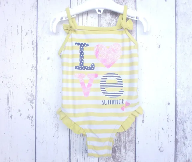 FAB Baby Girl Striped 'Love Summer' Swimsuit - George (9 - 12 months)