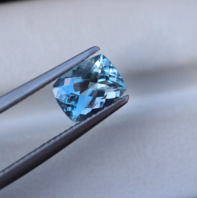 1.94 Carat 8.9x6.9 MM Natural Blue Aquamarine Cushion Cut Gemstone Nice Luster