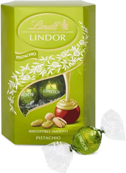 Lindt LINDOR Pistachio Pralines - 200g Box - Swiss Milk Chocolate Candy