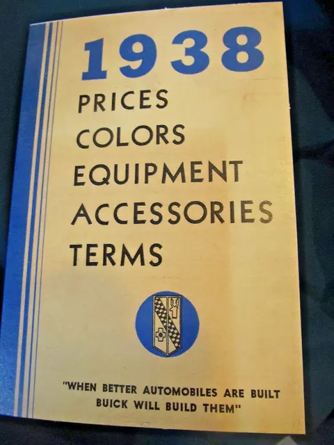 1938 Buick Prices Colors Equipment Accessories 3 Fold Catalog  Nice