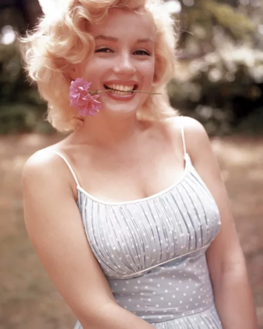 GLOSSY PHOTO PICTURE 8x10 Marilyn Monroe Pink Between Teeth