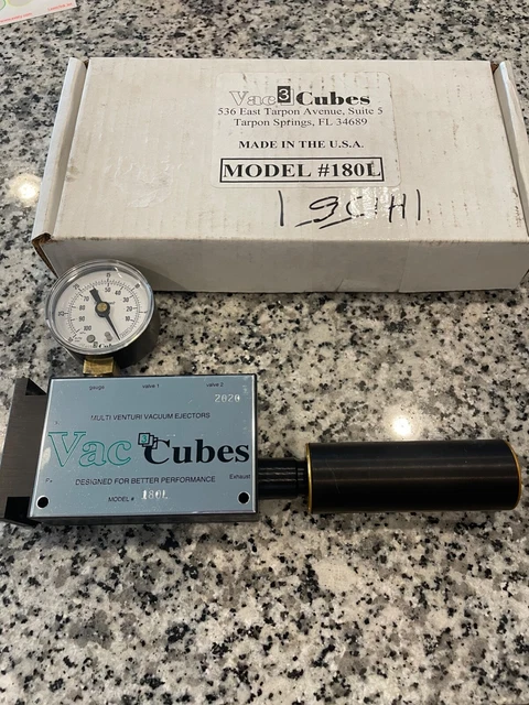 NEW, OPEN BOX Vac Cubes 180L Multi-Venturi Pump w/Vacuum Gauge & Silencer