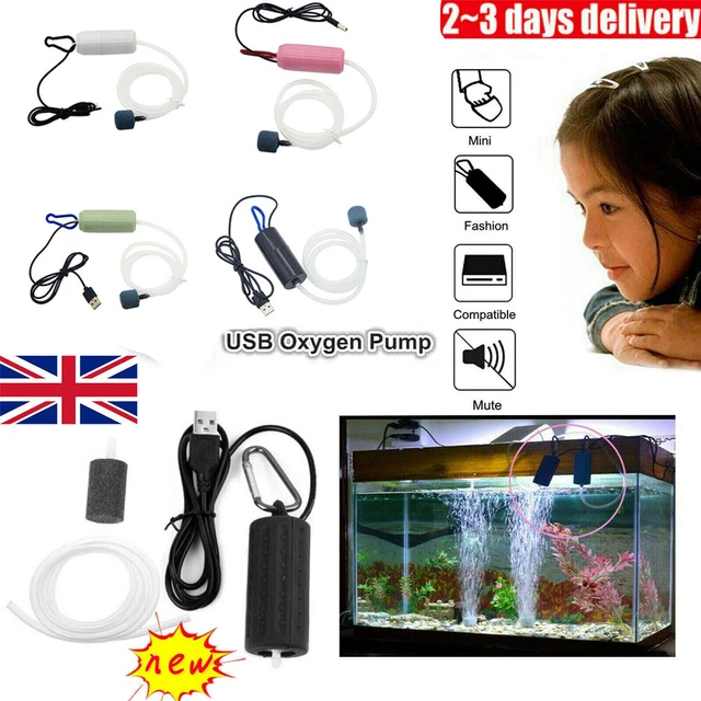 Aquarium Mini Air Pump Fish Tank USB Oxygen Aerator Ultra Silent Saving Energy