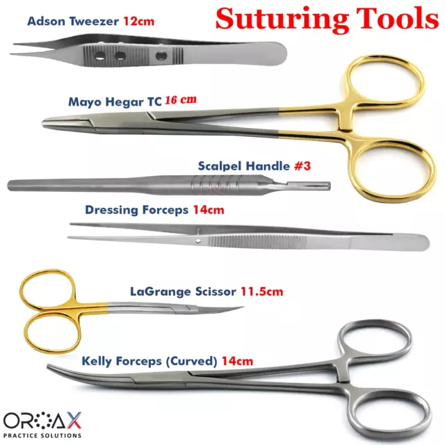 Kit de instrumentos de sutura quirúrgica soporte aguja tejido fórceps para pulgar