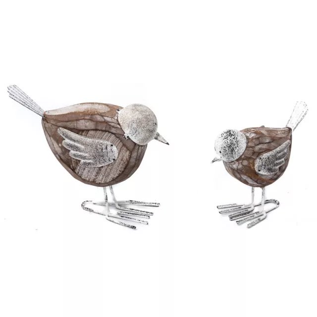 2x Willow & Silk Mother & Baby Bird 15.5cm/11cm Figurine/Statue/Home Decor