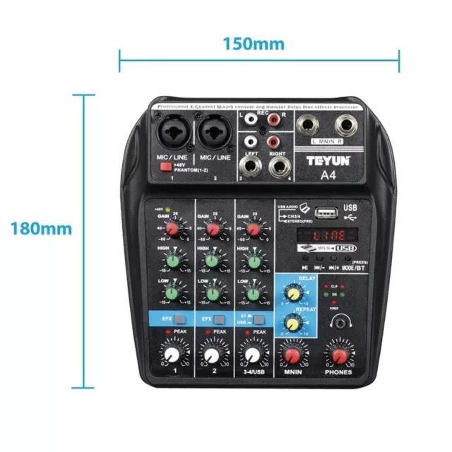 Mesa De Mezclas 4 Canales Bluetooth/Usb