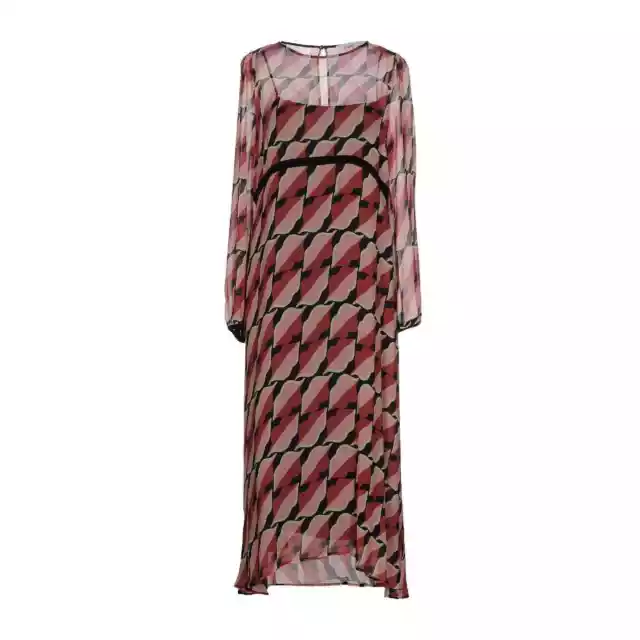 Jucca Silk Midi Dress Kiss Abstract Geometric Women's Size EU 42 US 12 NEW $390