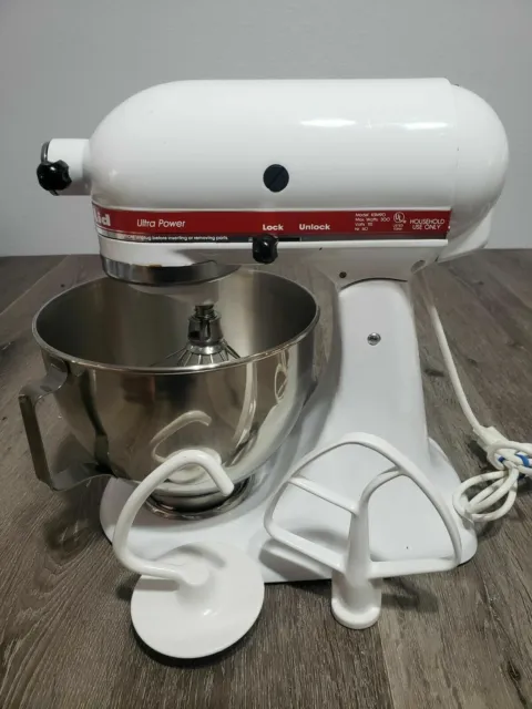 WHITE KITCHENAID KSM90 300W Ultra Power Stand Mixer with Accessories  $149.71 - PicClick