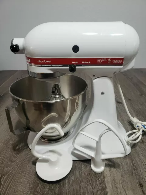 WHITE KITCHENAID KSM90 300W Ultra Power Mixer with Accessories $149.71 - PicClick