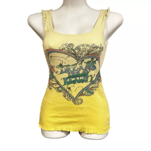 Op Yellow Tattoo Print Tank Top Y2k 2000s Size M 7/9 Teen Ombre Dreams Clouds