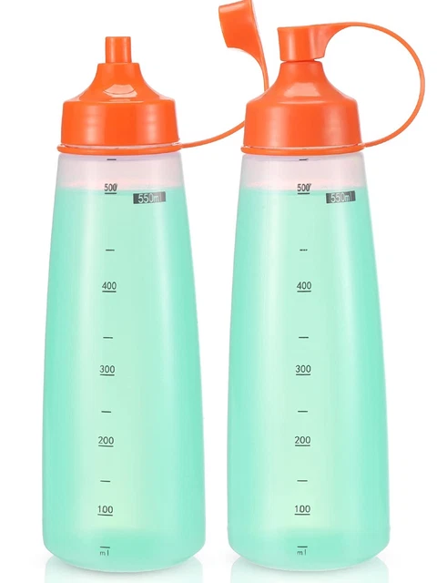 Squeeze Bottles Wide Mouth - Pack of 2 Condiment Bottle