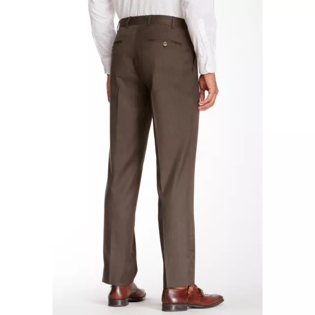 Ike Behar Mens Tan Wool Flat Front Dress Suit Slacks Pants 38 NWT 2