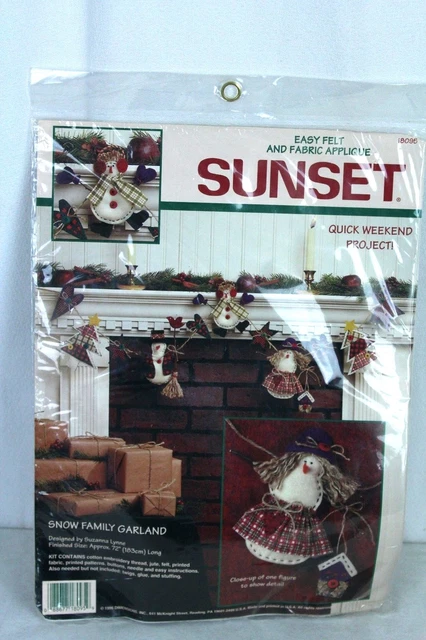Aplique de fieltro Suzanna Lynne 72" de largo Navidad Invierno Family guirnalda Navidad