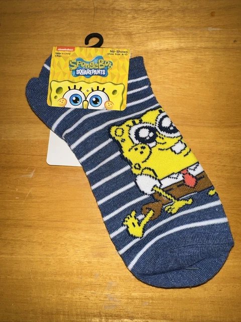SpongeBob Squarepants  Nickelodeon 1 Pair No Show Socks Shoe Size 4-10