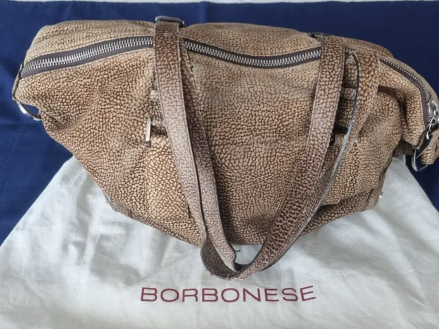 Borsa a mano donna Borbonese usata Handbag vintage borsetta in pelle cerniera 2
