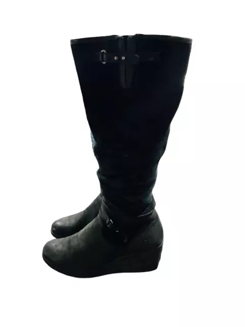 UGG Lesley Black Suede Leather Waterproof Wedge Knee High Boot | Women's Size 9 3