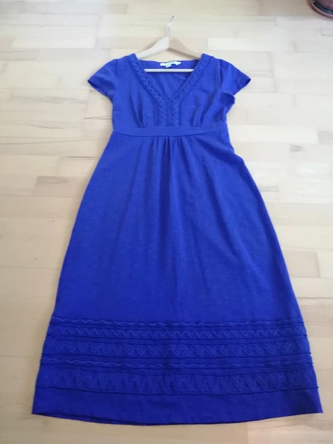 BODEN Size 8 L Purple Dress Cotton Jersey V-Neck Embroidered Shift Stretch