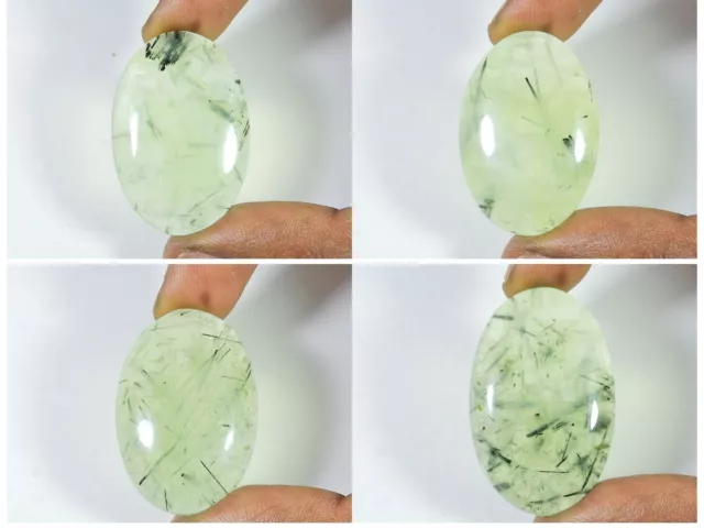 253cts. Piedra preciosa suelta de cabujón ovalado de Prehnita verde...