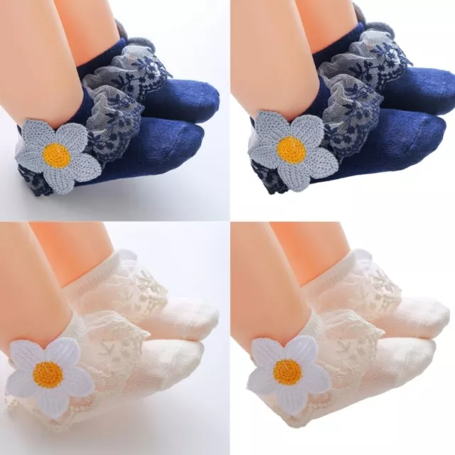 Baby Girl Lace Socks Breathable Ruffle Socks Princess Socks for 0-3 Infant Girl 2