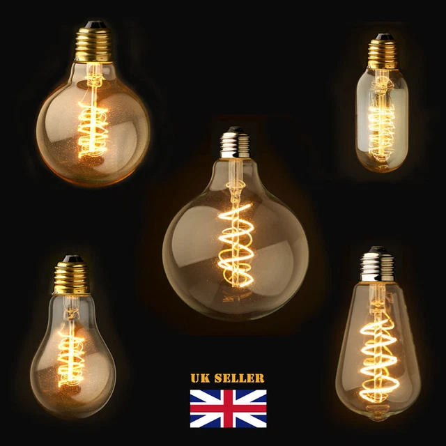 E27 B22 Retro Vintage Edison flexible LED Glühbirnen Spiral Filament Glühbirne UK