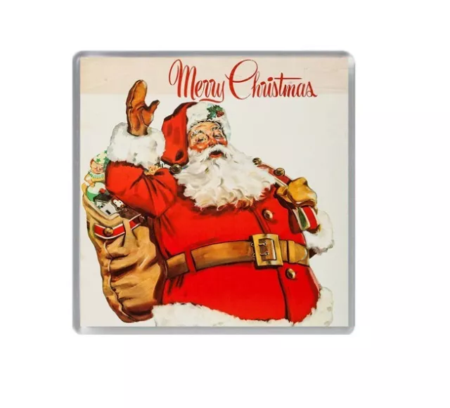 Merry Christmas Red Table Coaster Vintage Classic Beer Coffee Tea Drink Cup Mat