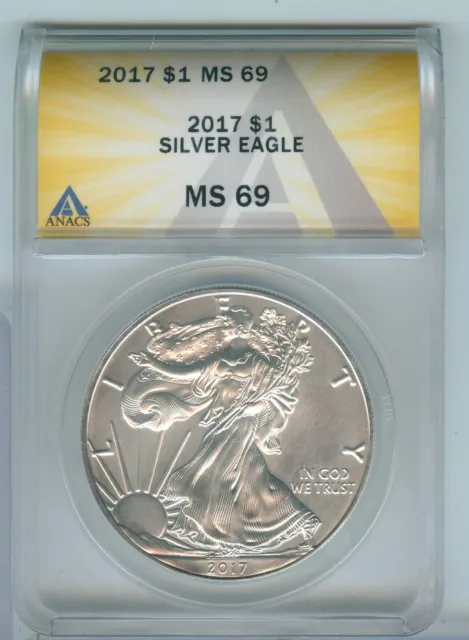 2017 ANACS MS 69 American Silver Eagle $1 1oz 999 - ER776