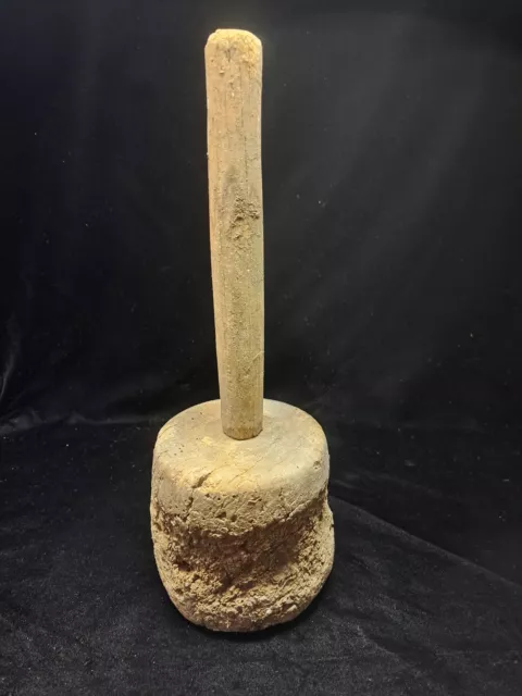 Antique Primitive Burl Wooden Handmade Mallet Masher Hammer Old Barn Find 13"