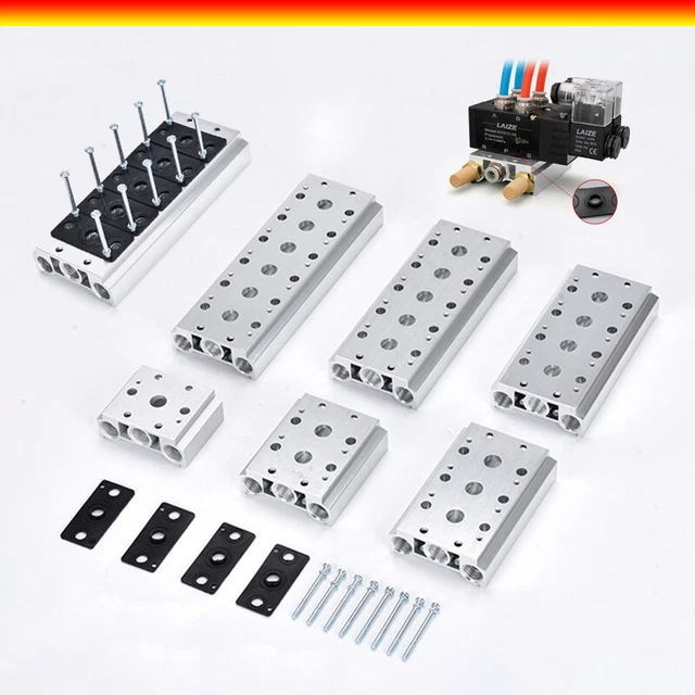 2-15 Way/Row Mainfold Pneumatic Air Solenoid Valve Base Socket 4V210 Aluminium