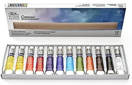 UK Winsor Newton Cotman Watercolour Paint Set 12 X 8 Ml Tubes Fast Shipping