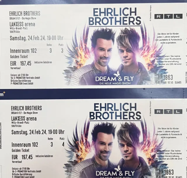 2 x Golden Ticket Ehrlich Brothers Köln 24.02.2024 19:00 Uhr