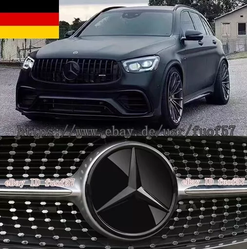 Für 15-19 Mercedes-Benz GLC-GLE-GLS Kühlergrill stern Emblem Schwarz Logo 20.5cm