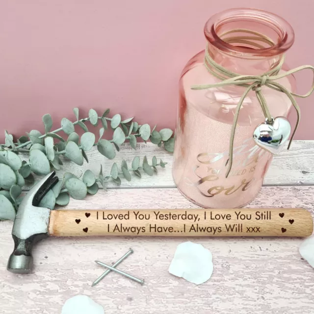 Wooden Engraved Anniversary Hammer Love You Valentines Day Novelty Gift For Him