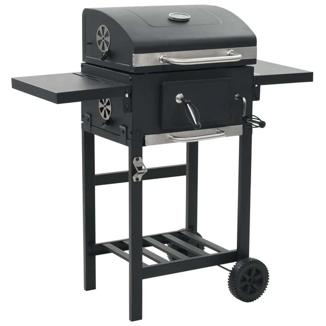 Gril de barbecue au charbon de bois et étagère inférieure Noir vidaXL