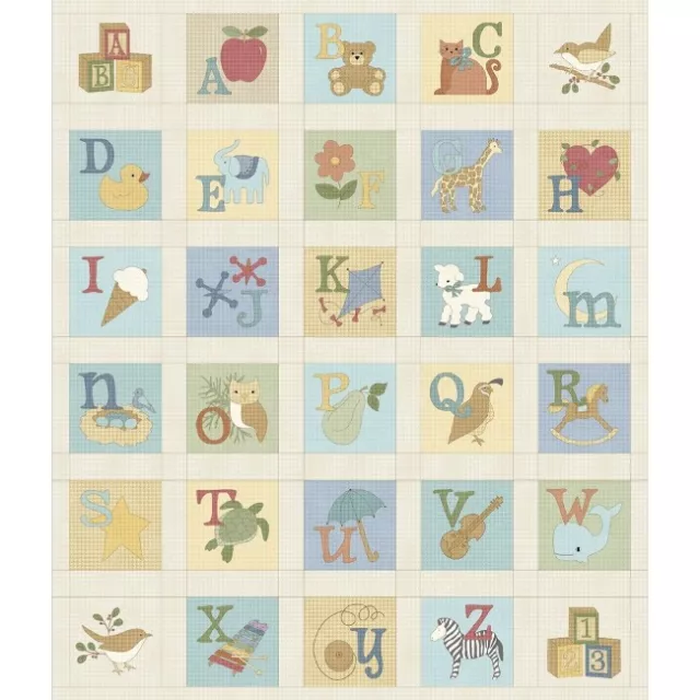 Tan Multi ABC's Story Alphabet Fabric Panel