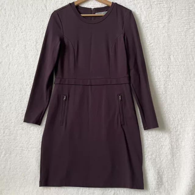 ATHLETA  Women’s Dark Purple Long Sleeve Knee Length Sheath Stretch Dress Size S