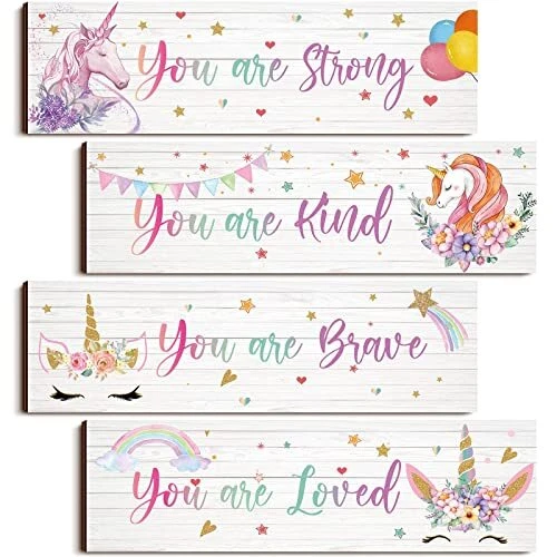 Decoración de pared unicornio arco iris motivacional, inspirador estilo lindo
