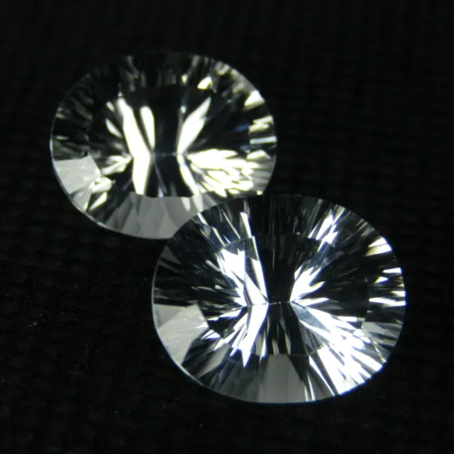 11.79Ct Wow Natural Amazing White Topaz Oval Concave Cut12x10mm Pair Ref VIDEO