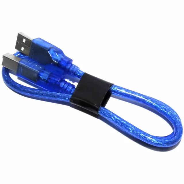 50cm USB A Male - USB B Male Cable Lead Blue Shielded Arduino Flux Workshop