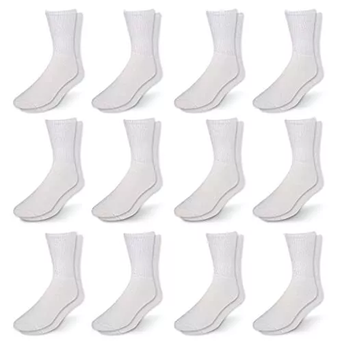 NEW YORK AVE Men's Diabetic Cotton Crew Socks - Loose Fitting Non-Binding Top...