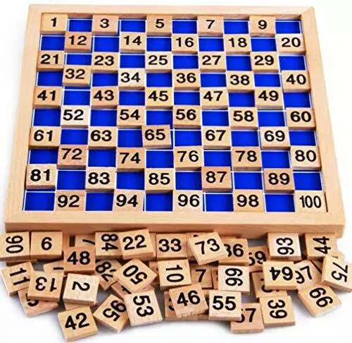 Wooden Hundred Board Montessori Math Counting Toys 1 - 100 Numbers Kindergart