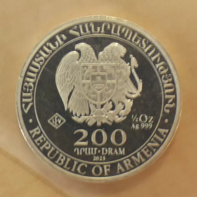 Armenia 200 DRAM Noah's Ark 2023 silver 99.9% 1/2 oz silver coin, in zip